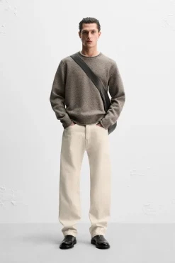 ZARA Calças De Ganga^JEANS SLIM FIT Branco-marfim