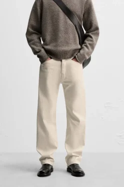 ZARA Calças De Ganga^JEANS SLIM FIT Branco-marfim