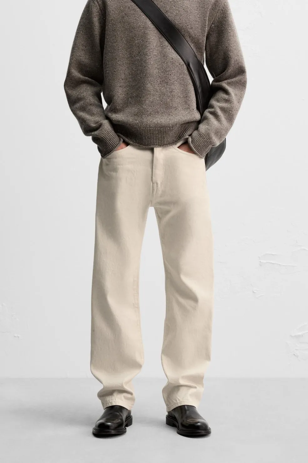 ZARA Calças De Ganga^JEANS SLIM FIT Branco-marfim