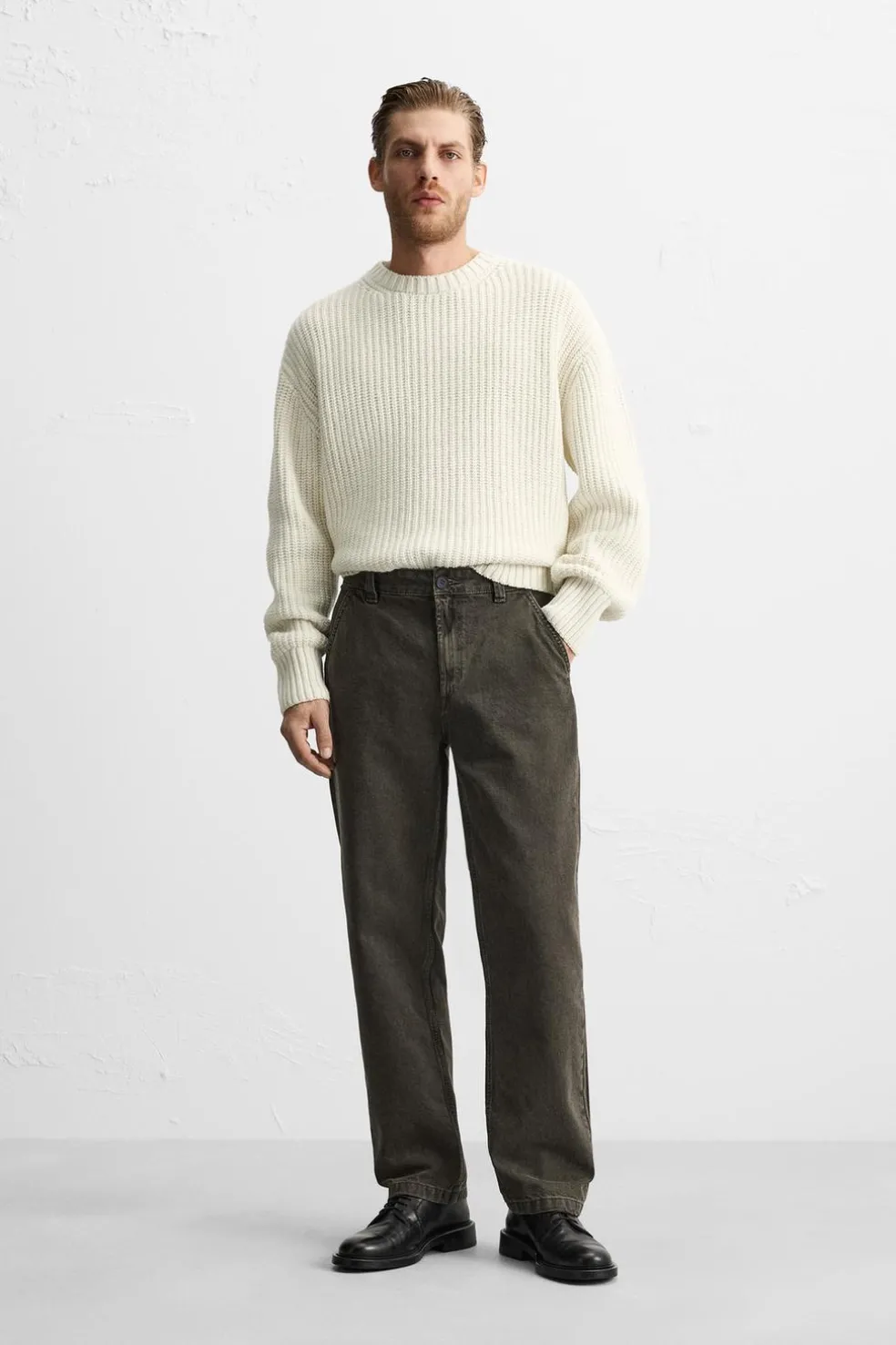 ZARA Calças De Ganga^JEANS SLIM FIT DE ALGODÃO - LIOCEL Castanho