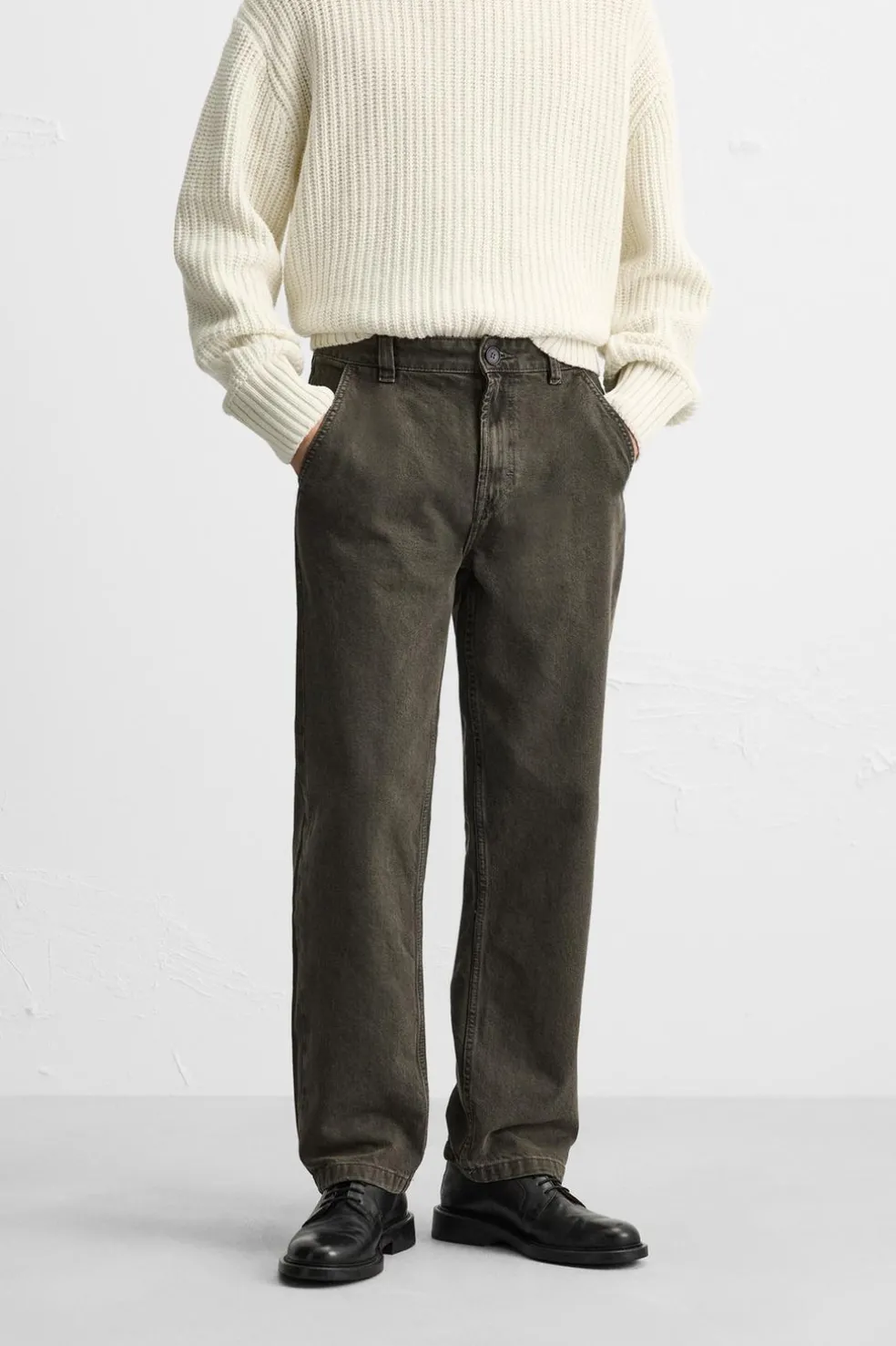 ZARA Calças De Ganga^JEANS SLIM FIT DE ALGODÃO - LIOCEL Castanho