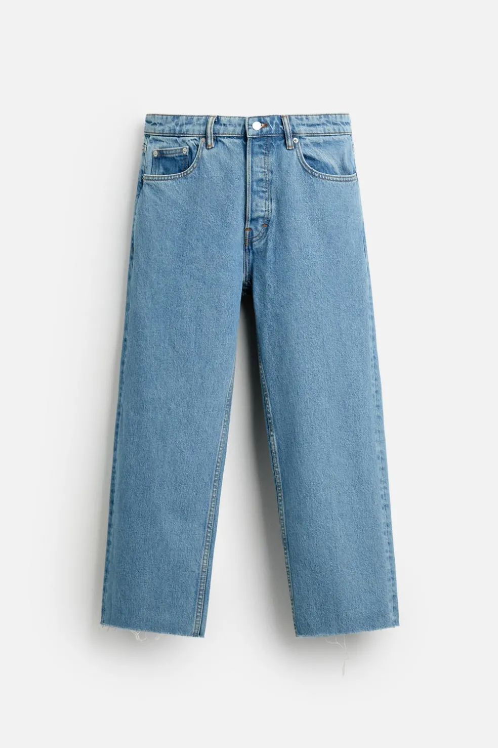 ZARA Calças De Ganga^JEANS STRAIGHT CROPPED FIT Azul-claro