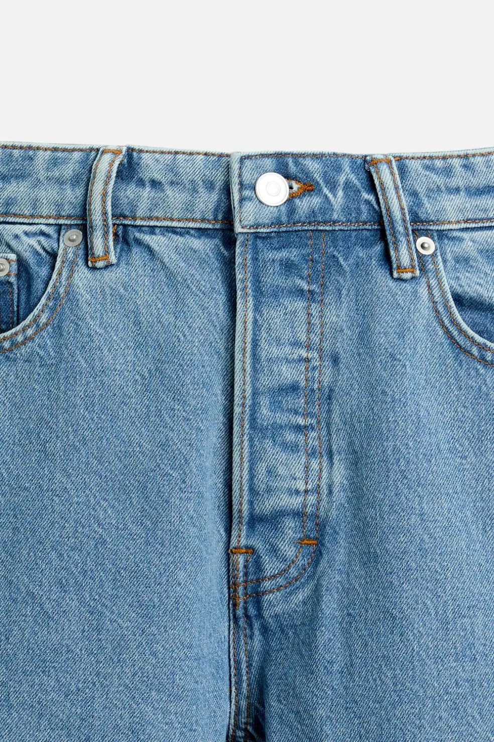 ZARA Calças De Ganga^JEANS STRAIGHT CROPPED FIT Azul-claro