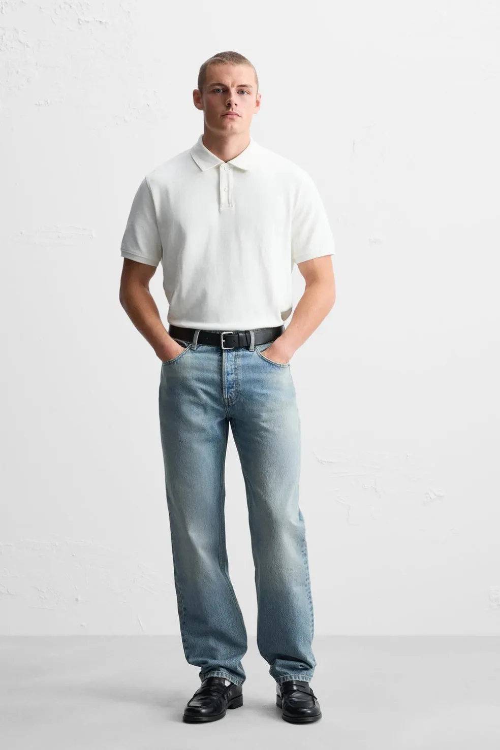 ZARA Calças De Ganga^JEANS STRAIGHT FIT Azul