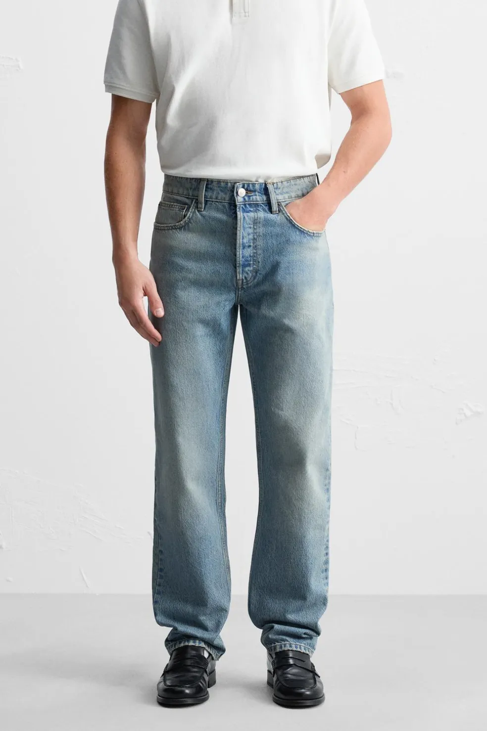 ZARA Calças De Ganga^JEANS STRAIGHT FIT Azul