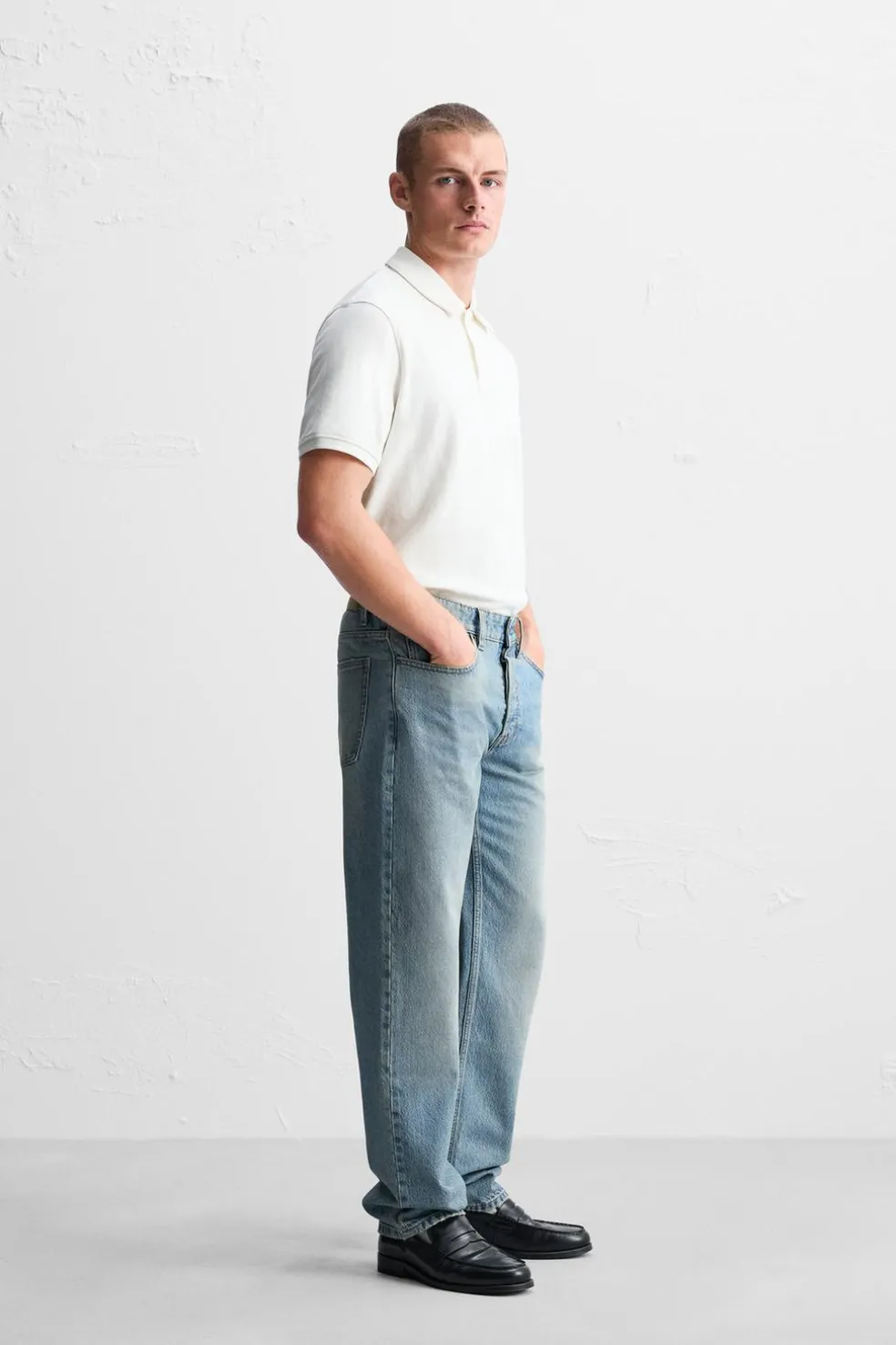 ZARA Calças De Ganga^JEANS STRAIGHT FIT Azul