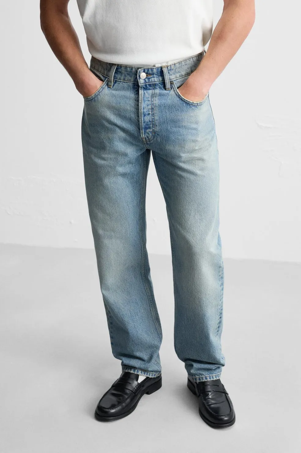 ZARA Calças De Ganga^JEANS STRAIGHT FIT Azul