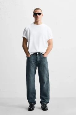 ZARA Calças De Ganga^JEANS STRAIGHT FIT Azul