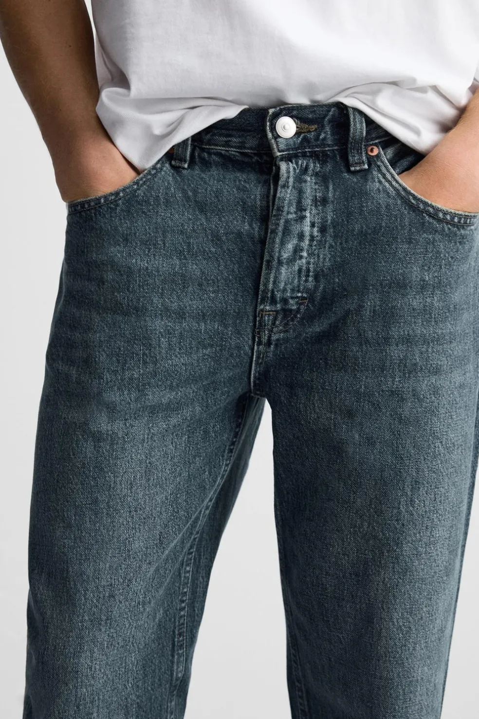 ZARA Calças De Ganga^JEANS STRAIGHT FIT Azul