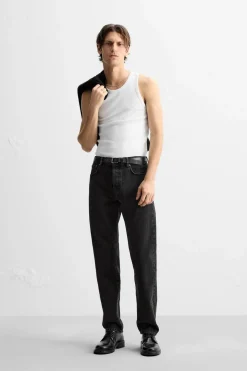 ZARA Calças De Ganga^JEANS STRAIGHT FIT Preto