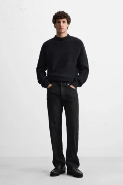 ZARA Calças De Ganga^JEANS STRAIGHT FIT Preto