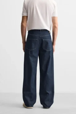 ZARA Calças De Ganga^JEANS STRAIGHT FIT COM PREGAS Azul