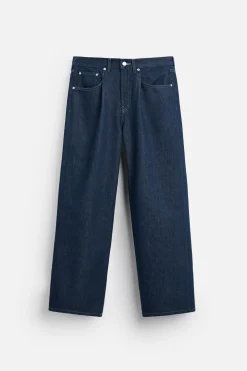 ZARA Calças De Ganga^JEANS STRAIGHT FIT COM PREGAS Azul