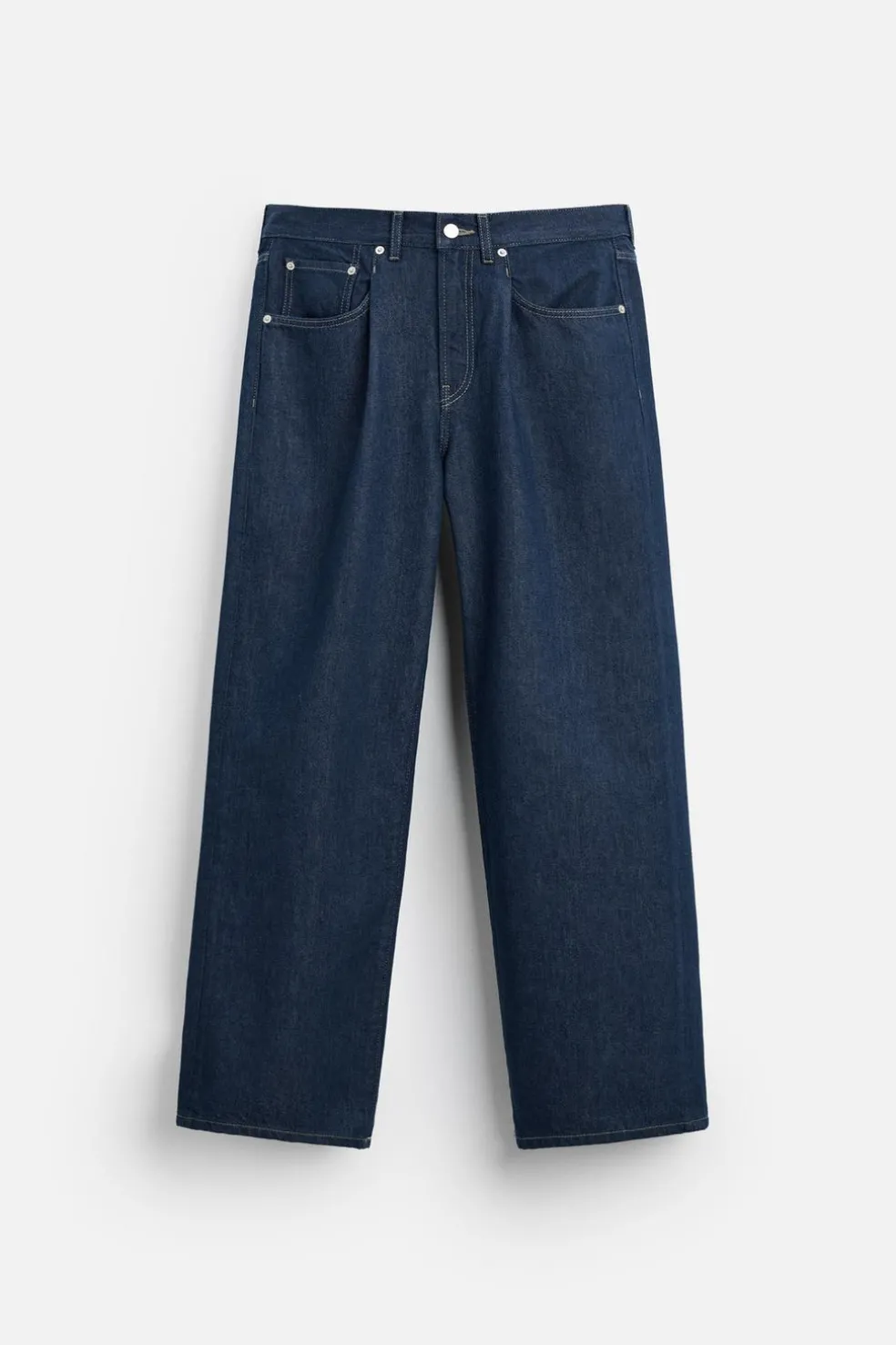 ZARA Calças De Ganga^JEANS STRAIGHT FIT COM PREGAS Azul