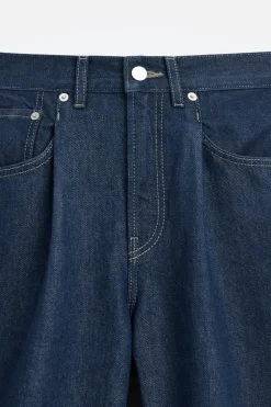 ZARA Calças De Ganga^JEANS STRAIGHT FIT COM PREGAS Azul