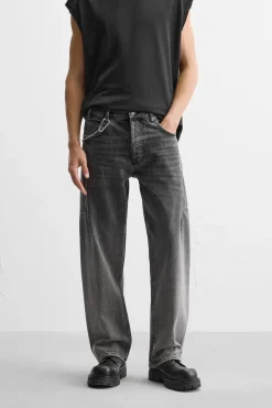 ZARA Calças De Ganga^JEANS STRAIGHT LOOSE FIT Preto