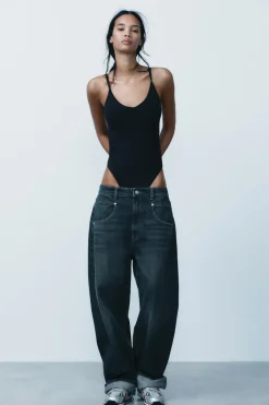 ZARA Jeans^JEANS TRF BALLOON CINTURA MÉDIA Azul