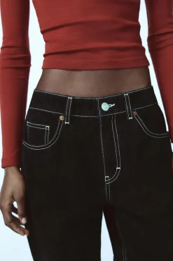 ZARA Jeans^JEANS TRF BALLOON FLOCK Preto