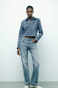 ZARA Jeans^JEANS TRF DIREITAS DE CINTURA MÉDIA Azul