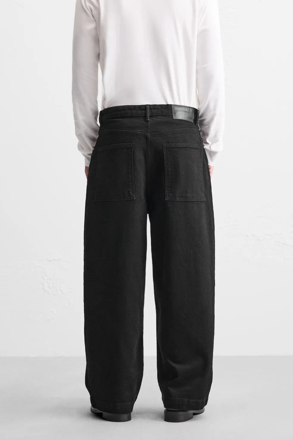 ZARA Calças De Ganga^JEANS WIDE FIT Preto