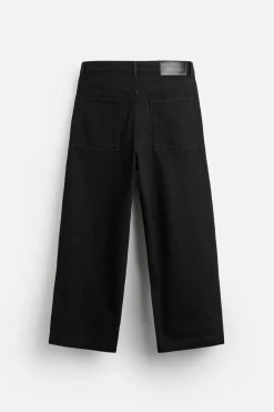 ZARA Calças De Ganga^JEANS WIDE FIT Preto