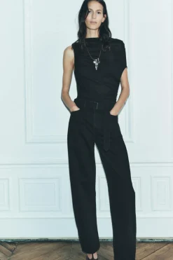 ZARA Jeans^JEANS ZW COLLECTION RETOS CINTURA MÉDIA Preto