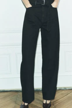 ZARA Jeans^JEANS ZW COLLECTION RETOS CINTURA MÉDIA Preto