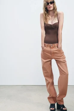 ZARA Jeans^JEANS ZW COLLECTION RETOS CINTURA MÉDIA Terracota