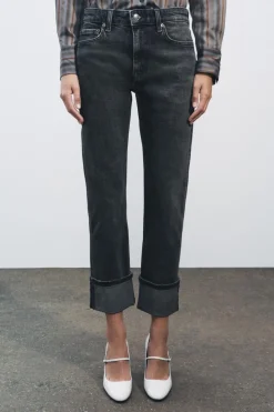 ZARA Jeans^JEANS ZW COLLECTION SLIM CINTURA MÉDIA Cinzento