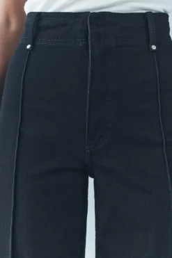 ZARA Jeans^JEANS ZW COLLECTION WIDE LEG CINTURA SUBIDA Preto
