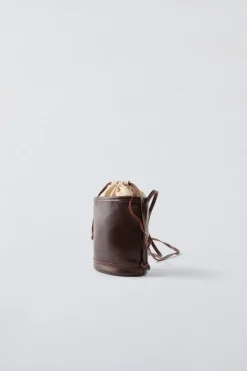 LEATHER BUCKET STYLE CROSSBODY BAG-ZARA Clearance