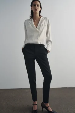 ZARA Vestidos|Camisas / Blusas^MACACÃO COMBINADO ZW COLLECTION Branco / Preto