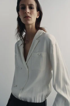 ZARA Vestidos|Camisas / Blusas^MACACÃO COMBINADO ZW COLLECTION Branco / Preto