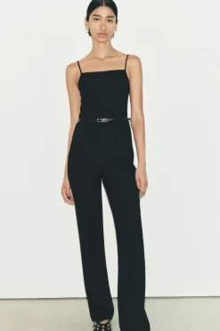 ZARA Vestidos^MACACÃO COMPRIDO COM CINTO ZW COLLECTION Preto