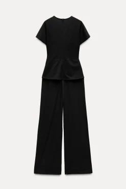 ZARA Vestidos^MACACÃO COMPRIDO COMBINADO COM FIVELA Preto