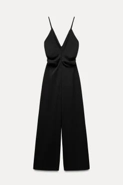 ZARA Vestidos^MACACÃO COMPRIDO CREPE Preto