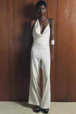 ZARA Vestidos^MACACÃO COMPRIDO DE ESTILO RÚSTICO Branco-marfim