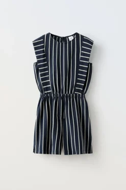 MACACÃO CURTO ÀS RISCAS-ZARA Fashion