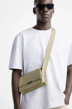 ZARA Malas / Mochilas^MALA A TIRACOLO ABA TECIDO Castanho-areia