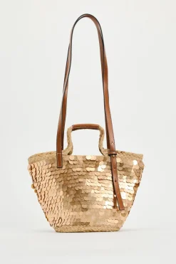 ZARA Malas^MALA CESTA LANTEJOULAS Dourado