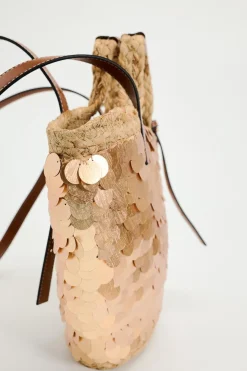 ZARA Malas^MALA CESTA LANTEJOULAS Dourado