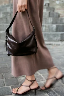 ZARA Malas^MALA DE OMBRO COM ARGOLAS Castanho
