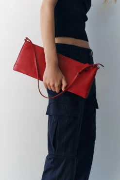 ZARA Malas^MALA DE OMBRO EM PELE Vermelho