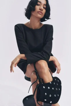 ZARA Malas^MALA DE OMBRO EM PELE Preto
