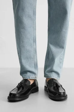 ZARA Pele|Sapatos^MOCASSINS EM PELE COM BORLAS Preto