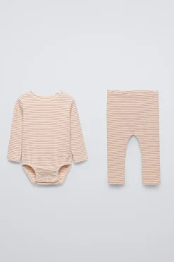 PACK BODY E LEGGINGS ÀS RISCAS RIB-ZARA Cheap