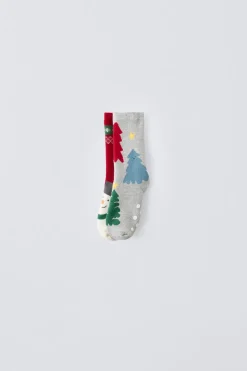 PACK DE DOIS PARES DE MEIAS ANTI-DERRAPANTES ÁRVORES E BONECO DE NEVE-ZARA Outlet