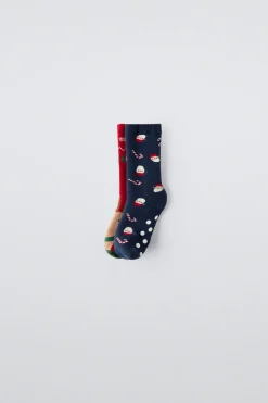 PACK DE DOIS PARES DE MEIAS ANTIDERRAPANTES RENA E PAI NATAL-ZARA Store