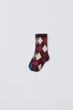 PACK DE DOIS PARES DE MEIAS COM LOSANGOS-ZARA Shop