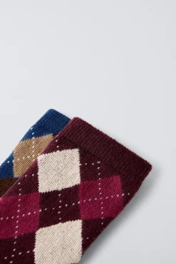 PACK DE DOIS PARES DE MEIAS COM LOSANGOS-ZARA Shop